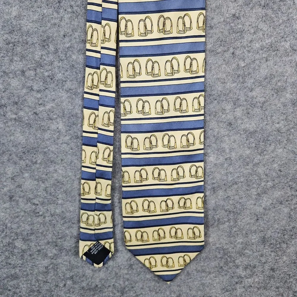 Paolo Gucci Silk Neck Tie Equestrian Stirrups Horse Theme 58x4 Inches TINY SPOTS